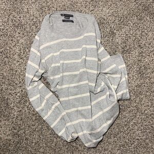 Armani Exchange gray and white stripe sweater